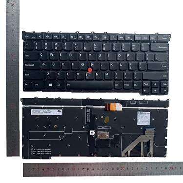 Imagem de yhfshop Teclado retroiluminado de layout dos EUA para Lenovo thinkpad X1C Carbon 3ª geração 2015 SN20G18565 MQ6-84US, preto