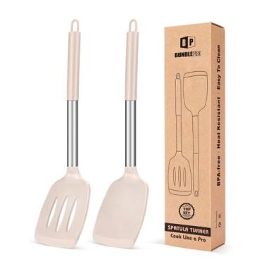 Imagem de Pacote de 2 espátulas antiaderentes com fenda Silicone Solid Turner - 