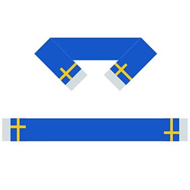 Imagem de HomeKing Sweden Fans Scarf Banner 15 x 152 cm 100% poliéster, cachecol com bandeira mundial, você pode usar pessoas ou jogos que lhe dão suporte