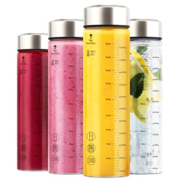 Imagem de Zukro Garrafa de suco de vidro de 590 ml, pacote com 4