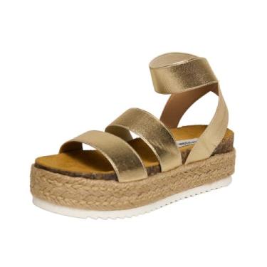 Imagem de Steve Madden Sandália feminina Kimmie Wedge dourada, 36, Dourado, 7