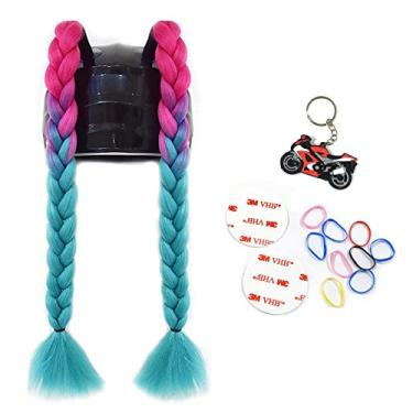 Imagem de GYMARK 2 Psc Capacete Pigtail Motocicleta Rabo De Cavalo Bicicleta Tranças Cabelo Rabos Para Qualquer Decorações Copo Reutilizável (J)