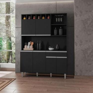 Imagem de Armário de Cozinha 6 Portas 2 Gavetas Barcelona Preto - CASA H