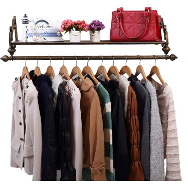Imagem de Prateleira De Roupas De Ferro Forjado Preto Para Pendurar Na Parede, Prateleiras De Lojas De Roupas Varejo Rack De Vestuário Saco De Armazenamento De Rack De Exposição Cabide De Ca, A, 120cm