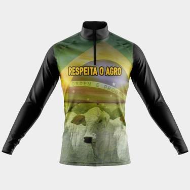 Imagem de Camisa Manga Longa Respeita o Agro Proteção Uv Respirável Zíper Agro B