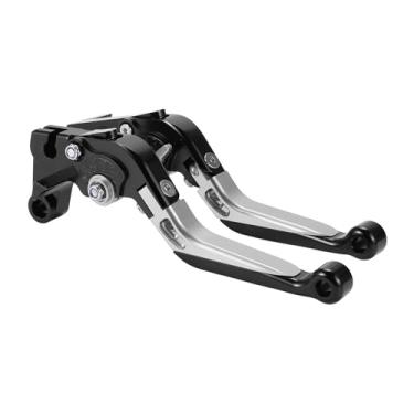 Imagem de A ABSOPRO Alavancas de embreagem de freio curtas longas para Yamaha MT-07 14-22 Alavanca de freio ajustável do guidão da motocicleta Liga de alumínio Cabeça preta Cabo prateado