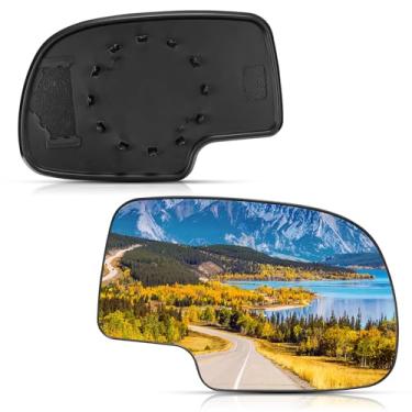 Imagem de BDFHYK 12477844 Vidro espelhado lateral do passageiro compatível com Silverado Suburban Tahoe Sierra Yukon 1500 Escalade, espelho convexo de vista lateral com placa de suporte (direita)