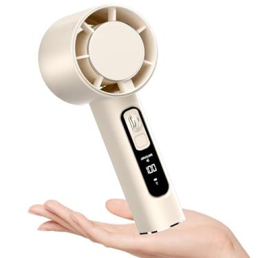 Imagem de YDHZ Ventilador portátil portátil, pequeno ventilador pessoal com 100 velocidades e display digital recarregável, mini ventiladores de mesa para viagem/escritório/maquiagem/férias 3000 mAh branco