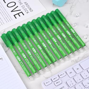 Imagem de Temiary 12 canetas de gel apagáveis, caneta de gel de ponta fina de 0,7 mm faz com que os erros desapareçam, tintas de cor verde para completar sudoku e palavras cruzadas (verde)