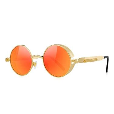 Imagem de Óculos de sol góticos Steampunk da Merry para mulheres, lentes redondas, armação de metal S567, Red Mirror, Free