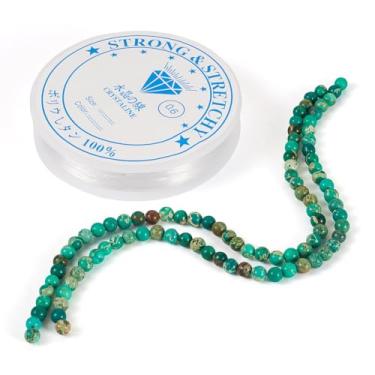 Imagem de FASHEWELRY 2 fios de contas de pedra natural de 4 mm contas de jaspe imperial ciano escuro kits de fabricação com fio elástico redondo suave pedra preciosa de cura para pulseiras, colar, brinco