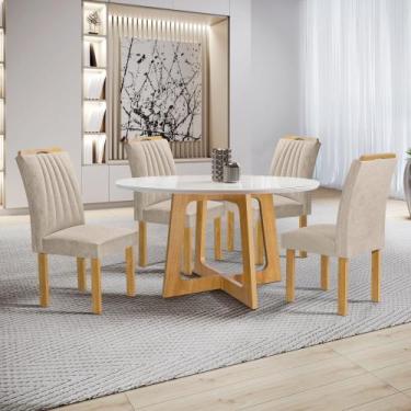 Imagem de Conjunto Mesa Arizona 120cm com 4 Cadeiras Arizona Tampo Redondo Plus 