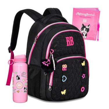 Imagem de Mochilas Rebecca Bonbon RB Soft Nylon Preta Teen Escolar, RB24580