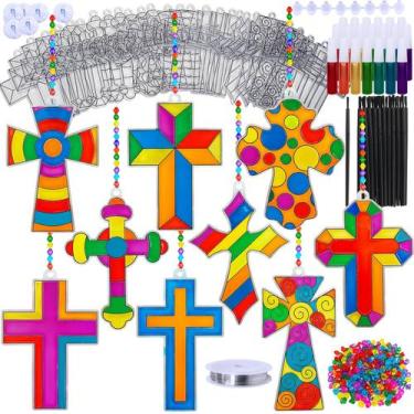 Imagem de Kit de artesanato Cross Suncatchers Winlyn 27 conjuntos para crianças 