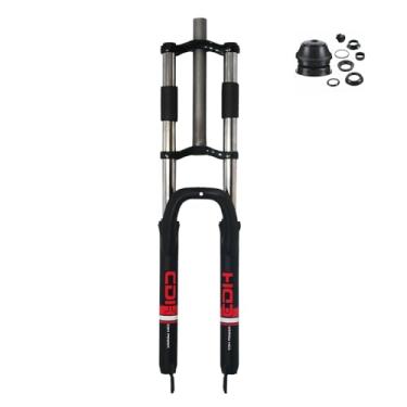 Imagem de CDHPOWER Garfo de suspensão de bicicleta 66 cm/73,7 cm, árvore tripla, freio a disco, garfos de bicicleta pretos (fone de ouvido de 3,5 cm incluído) (73,7 cm)