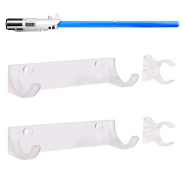 Imagem de LEKUSHA Suporte de parede horizontal sabre de luz para exibição de sabre de luz, suporte de gancho, compatível com qualquer sabre de luz, pacote transparente com 2