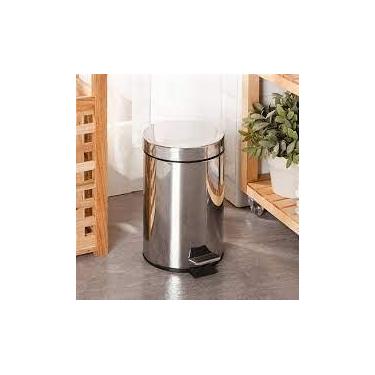 Imagem de Lixeira Balde Saco Recipiente Joga Inox Pedal Redonda Banheiro Escritó