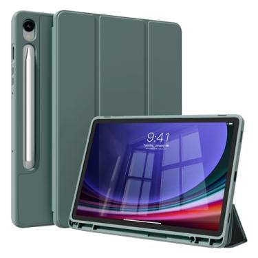 Imagem de KenKe Capa para Samsung Galaxy Tab S9 11 polegadas modelo SM-X710/X716B/X718U com suporte para caneta S, capa protetora de tablet flexível de TPU macio com três dobras, suporta carregamento S Pen