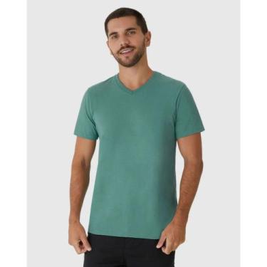 Imagem de Camiseta Básica Masculina Gola V Malwee Ref. 04422, Verde 2652, GG