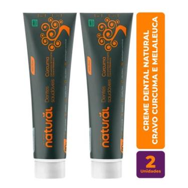 Imagem de Kit c/ 2 Creme Dental Vegano Natural Cravo Curcuma e Melaleuca 80g - O