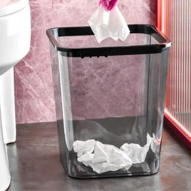 Imagem de Lixeira Quadrada com Anel de Pressão Doméstica Casa Cozinha Sala Estar