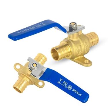 Imagem de 2 peças de válvulas de esfera PEX HeSun 3/10.2 cm com orelha de gota, válvula de desligamento de porta completa de 1/4 de volta, válvula Pex de crimpagem de latão para água quente e fria, ASTM F1807