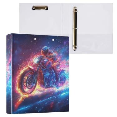 Imagem de Fichário redondo para motocicleta, galáxia, carro de corrida, esportes, 3 anéis, prancheta para escritório, escola, material de trabalho, pasta de arquivo, capacidade de 200 folhas, fácil de abrir