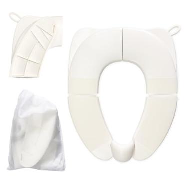 Imagem de DEEZOMO Assento sanitário infantil dobrável com bolsa de armazenamento - Capa de assento de vaso sanitário antiderrapante para treinamento de urina com proteção contra respingos para crianças pequenas