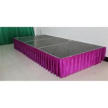 Imagem de Saia de mesa plissada branca, cortinas para cenário de casamento, toalhas de mesa, cobertura de mesa, palco de casamento para festa de evento, vinho roxo, A30cm x C300cm