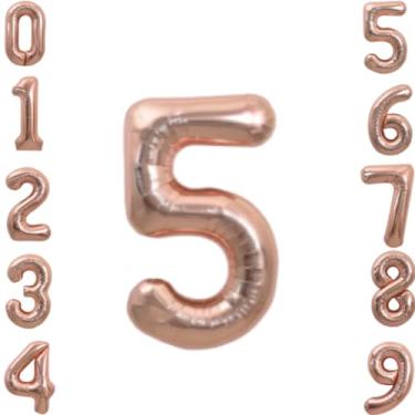 Imagem de Balão Numero Metalizado 100cm Prata, Balão Metalizado Numero Gigante Prata, Balão De Número Grande Prateado Metalizado 1 Metro (Rose Gold-5)