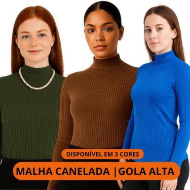 Imagem de Blusa de Frio Gola Alta Manga Longa Canelada Premium Canelado Unissex 