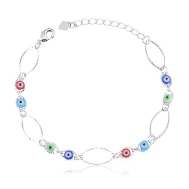 Imagem de Pulseira com Formato de Folhas Vazadas e Olhos Gregos (17cm)