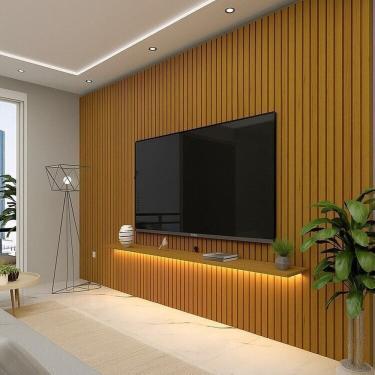 Imagem de Painel para TV até 90 Polegadas Ripado com LED 330cm 100% MDF Nobre Naturale