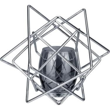 Imagem de CASTIÇAL PORTA VELA TRAMA HOME&CO CÚPULA VIDRO METAL 19X22X22CM FUMÊ