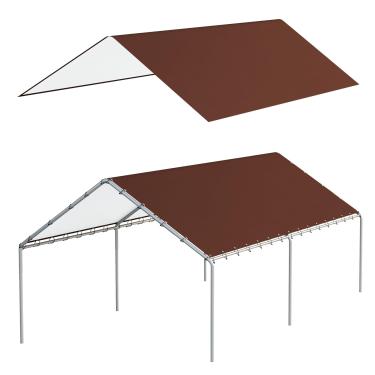 Imagem de DWALE Cobertura de dossel de substituição para garagem de 10 x 20 pés lona de abrigo de tenda superior com cordas elásticas de 48 bolas gratuitas, marrom (apenas capa, moldura não incluída)
