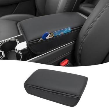 Imagem de KBH Capa de apoio de braço do console central para Tesla Model 3 2017-2023 e Model Y 2020-2025, protetor de tampa de console central com bolsos laterais, antiarranhões, preto (não para modelo Y