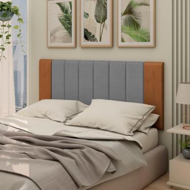 Imagem de Cabeceira Estofada Dobrável Casal Cama Box Linho Premium 1,40 Casal. Cinza.