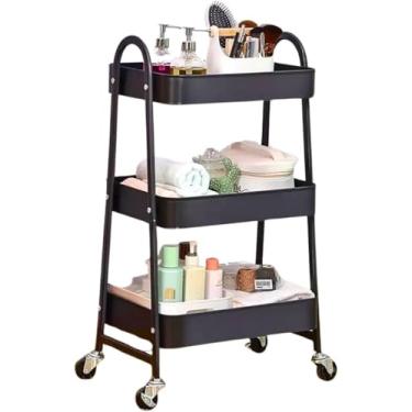Imagem de Carrinho De Metal Organizador Multiuso 3 Prateleiras, Com Rodinhas, Estante, Cozinhas, Escritórios ou Banheiros, Travas antimovimento, Prateleiras Aramadas em Aço, Facilidade, Mobilidade