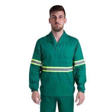 Imagem de Camisa Uniforme Profissional Elástico Punhos Faixa Refletiva Verde - F