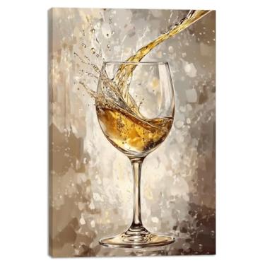 Imagem de MODOJOART Arte de parede em tela de vinho para cozinha pôster de pintura de vinho uísque amarelo vintage elegante tela de imagem de natureza morta para decoração de bar e sala de jantar (obra de arte