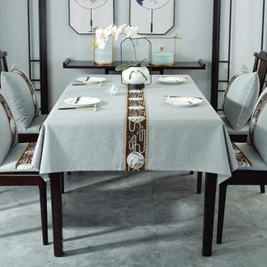 Imagem de KAIJIE Toalha de mesa de chá retangular estilo chinês imitação de tecido de algodão e linho estampa animal para decoração de festa piquenique e jantar 100 x 160 cm C cinza claro