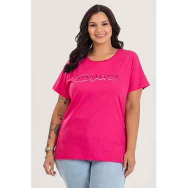 Imagem de T-shirt Feminina Plus Size em Malha Algodão c/ Estampa "TREND SETTER C