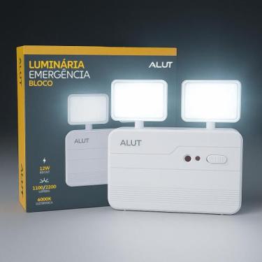 Imagem de Luminaria Led Emergencia Bloco 12w 6000K Branco Frio Bivolt Branco Cod