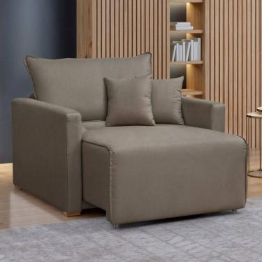 Imagem de Poltrona Júlia Retrátil e Reclinável Veludo/Bege Escuro - Celflex