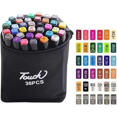 Imagem de Kit de Canetinhas Ponta Dupla 36 Cores Vibrantes Marcadores Permanentes para Colorir e Desenhar Tinta à Base de Água Estojo Prático Versátil e Criativa