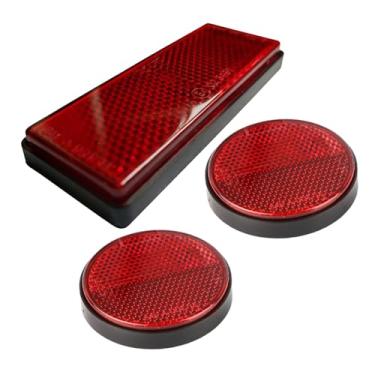 Imagem de KiBcsLic 3x Refletor noturno para motocicleta substitui peças de reposição, refletor de advertência e faixa refletiva para caminhão e reboque, Vermelho