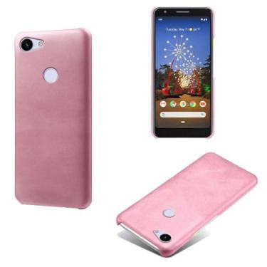 Imagem de Capa para Google Pixel 3A XL,Proteção contra quedas,Casca de volta de cor sólida simples,Design de couro de imitação de plástico-Pink