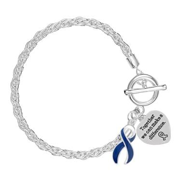 Imagem de Fundraising For A Cause | Pulseiras de corda azul escuro – Pulseiras de fita azul escuro para câncer de cólon, abuso infantil, câncer retal, doença de Crohn, paralisia de Erb, presentes e muito mais,