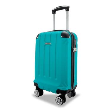 Imagem de Mala de Viagem Bordo 8kg Rígida ANAC Regulamentada Avião Medidas Aceitas Voos Rodinhas 360° (Azul Turquesa A5MB)