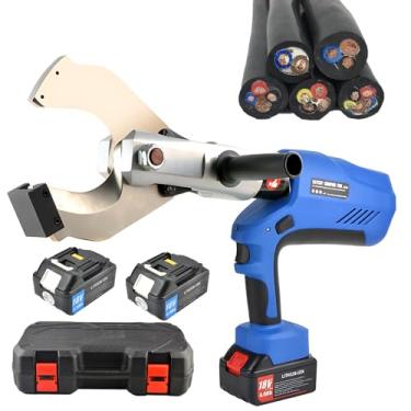 Imagem de Alicate de crimpagem hidráulico elétrico, 2 baterias de 4,0 Ah, alicate hidráulico recarregável, alicate de crimpagem de terminais para terminais de cobre para cabos de alumínio e cobre/alumínio